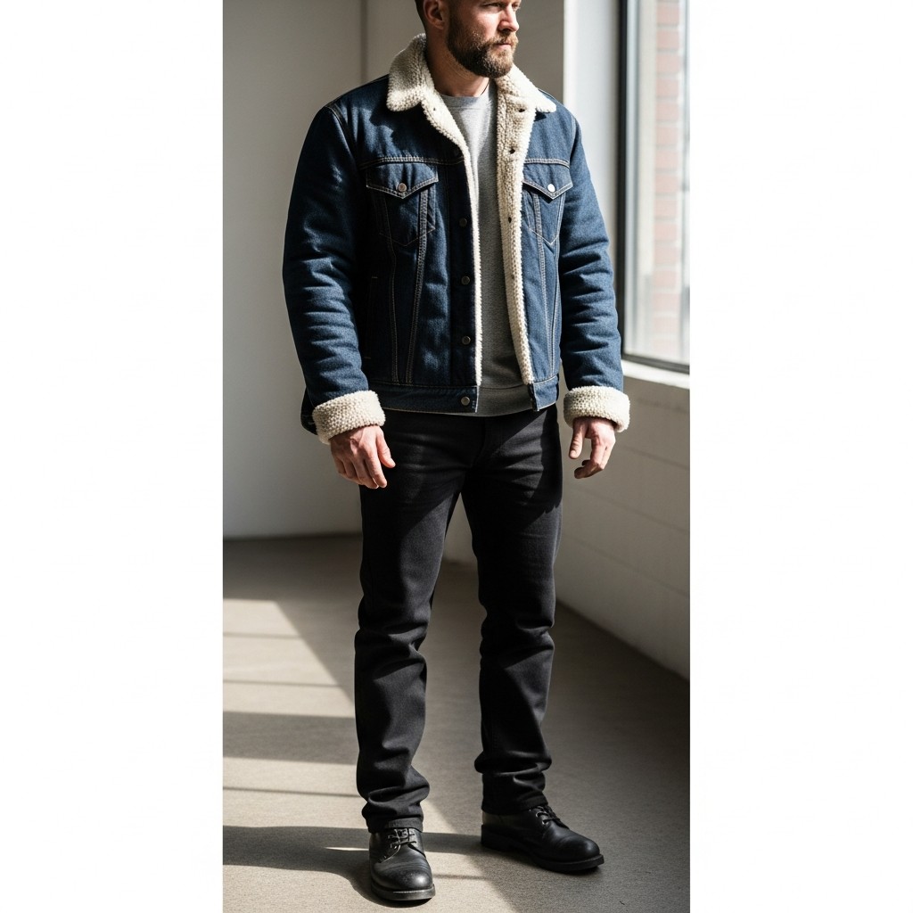 Shearling Lined Denim Jacket - 35 Practical Country Outfits for Men