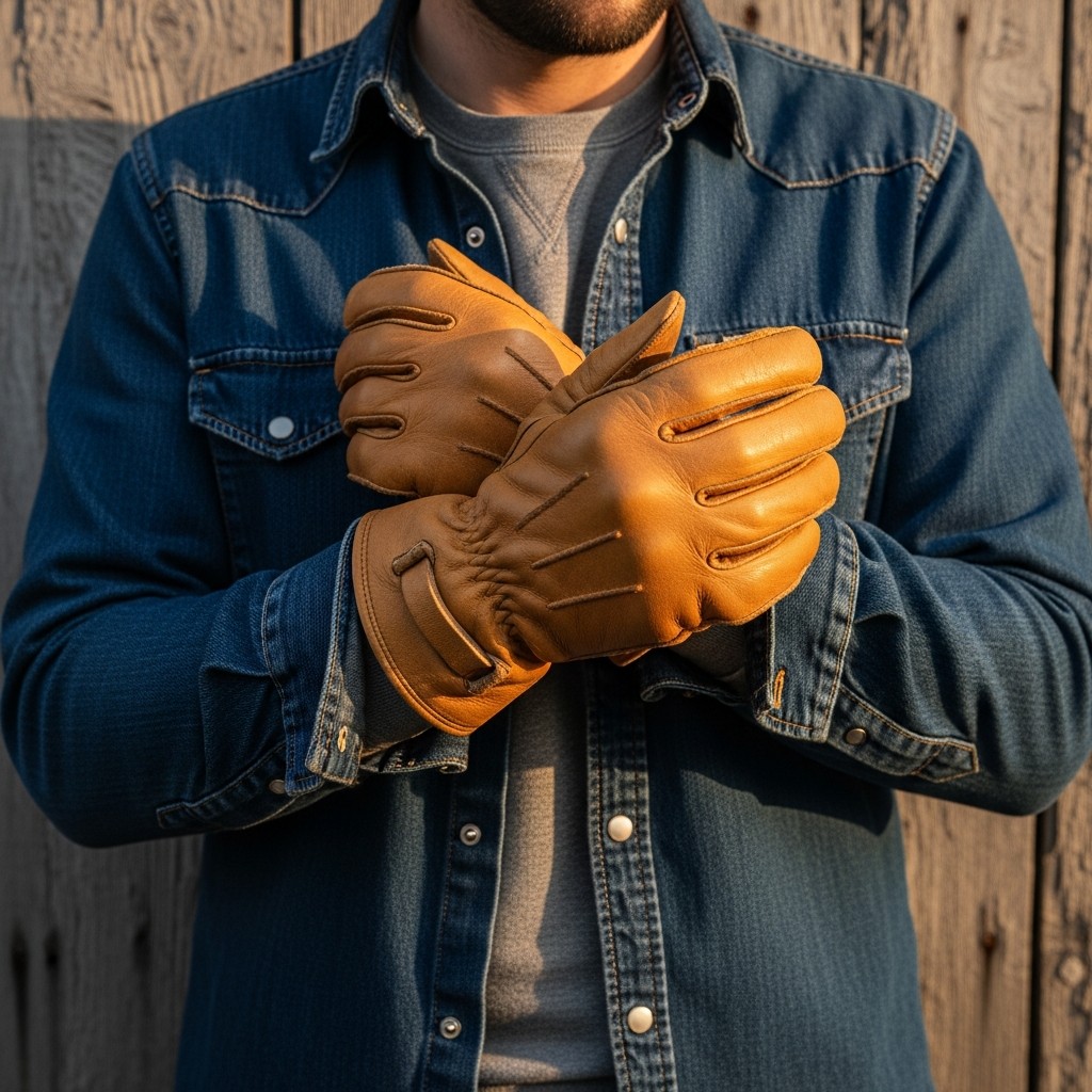 The Rugged Accessory: Leather Work Gloves - 35 Practical Country Outfits for Men