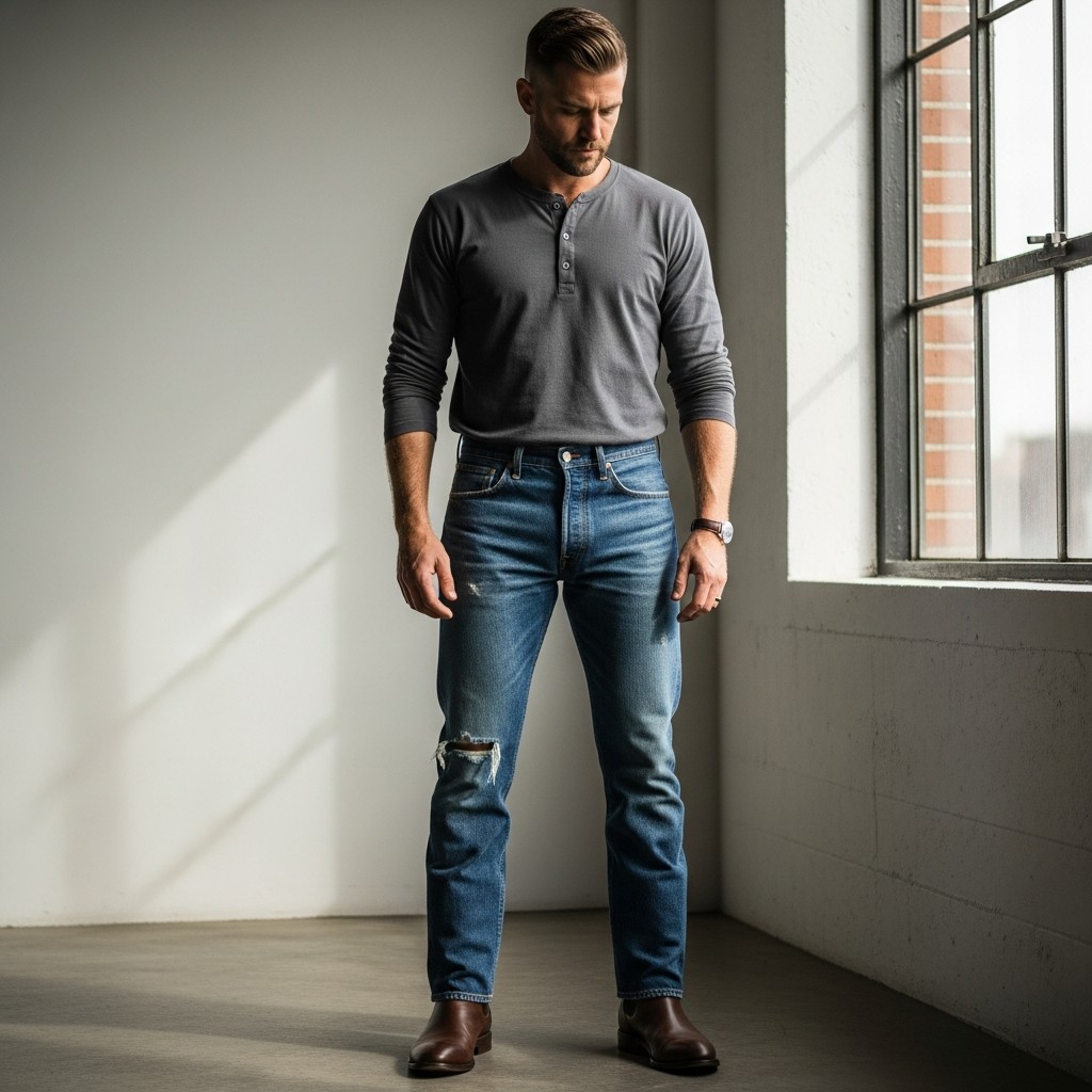 Distressed Jeans, Controlled - 35 Practical Country Outfits for Men