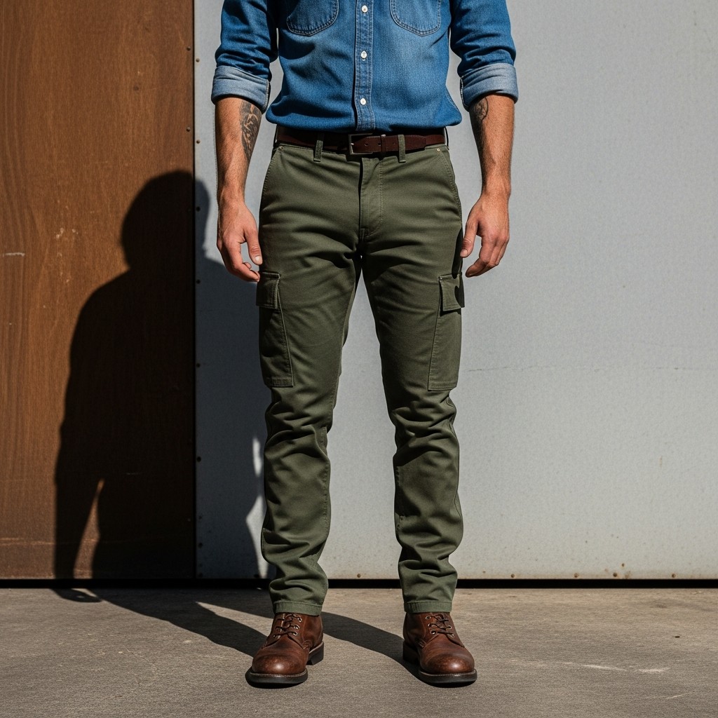 Denim Shirt + Cargo Pants - 35 Practical Country Outfits for Men
