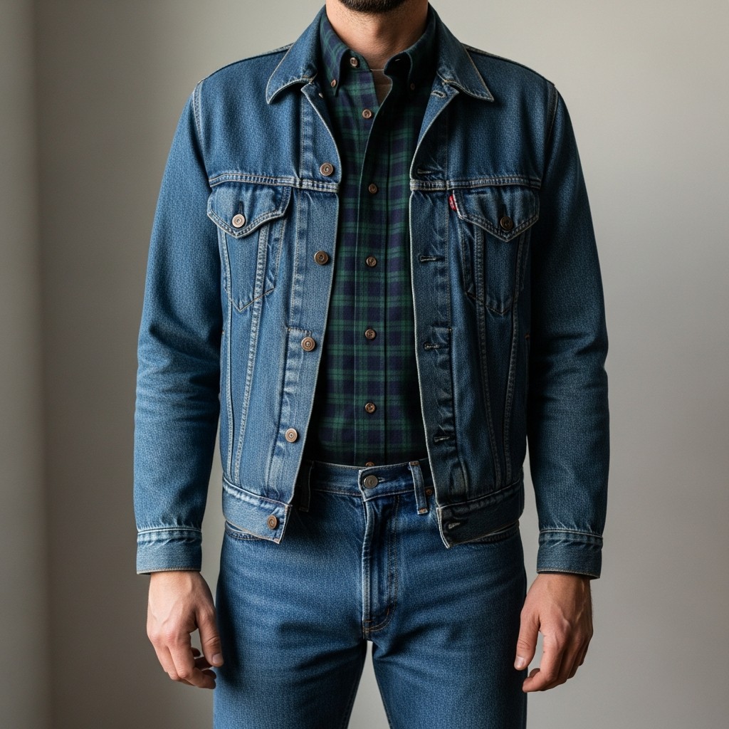 Plaid Shirt + Denim Jacket - 35 Practical Country Outfits for Men
