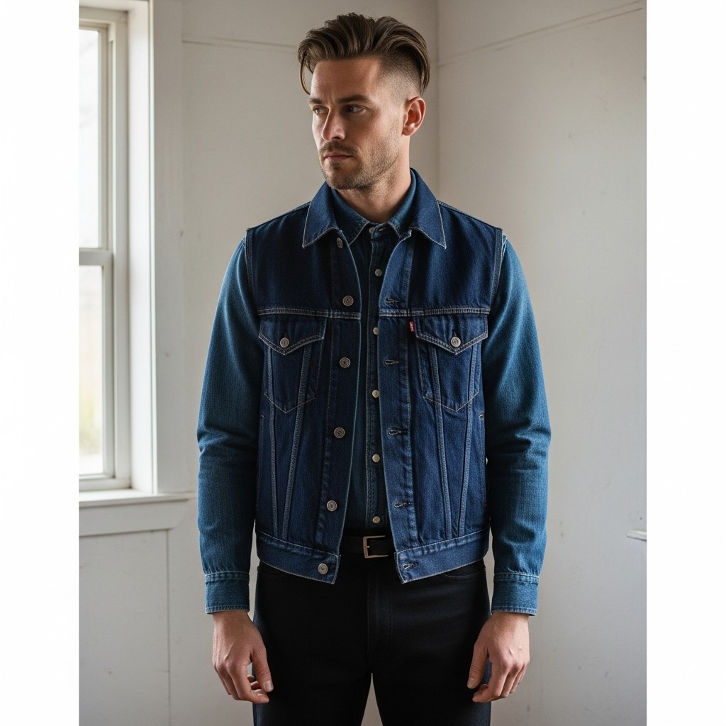 Dark Denim + Denim Vest - 35 Practical Country Outfits for Men