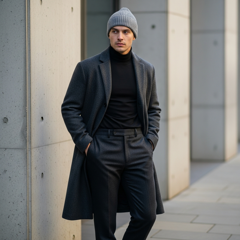 Elevated Wool Coat - 50 Beanie Outfit Ideas for Men