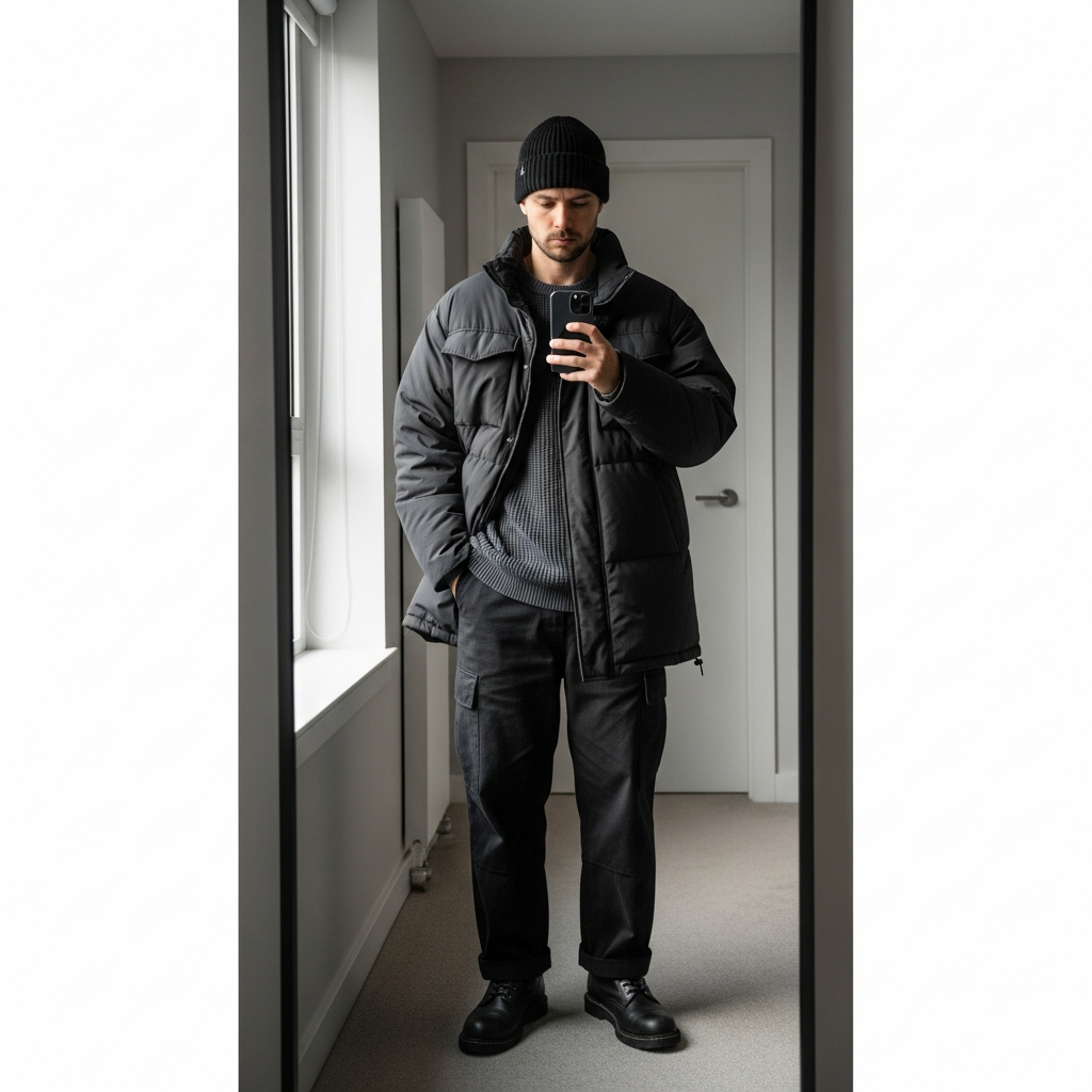 Padded Down Utility - 50 Beanie Outfit Ideas for Men