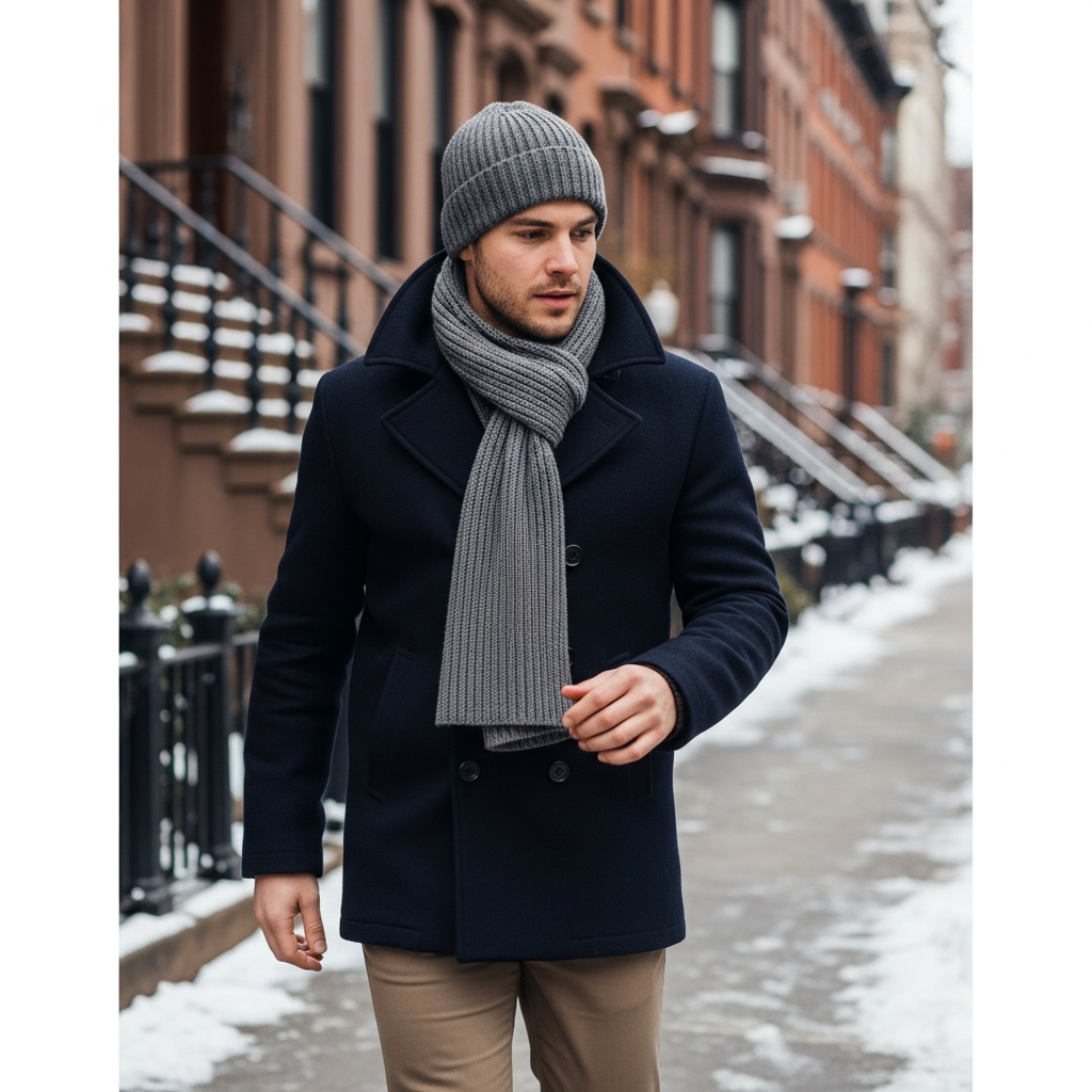 Refined Peacoat Look - 50 Beanie Outfit Ideas for Men