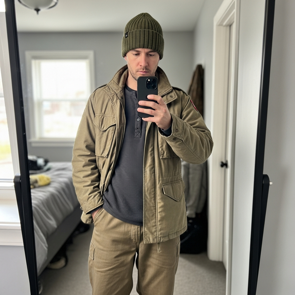 Field Jacket Rugged - 50 Beanie Outfit Ideas for Men