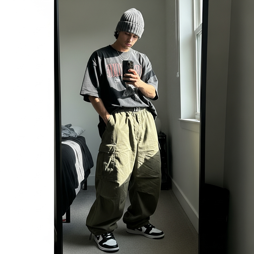 Oversized Cargo Vibe - 50 Beanie Outfit Ideas for Men