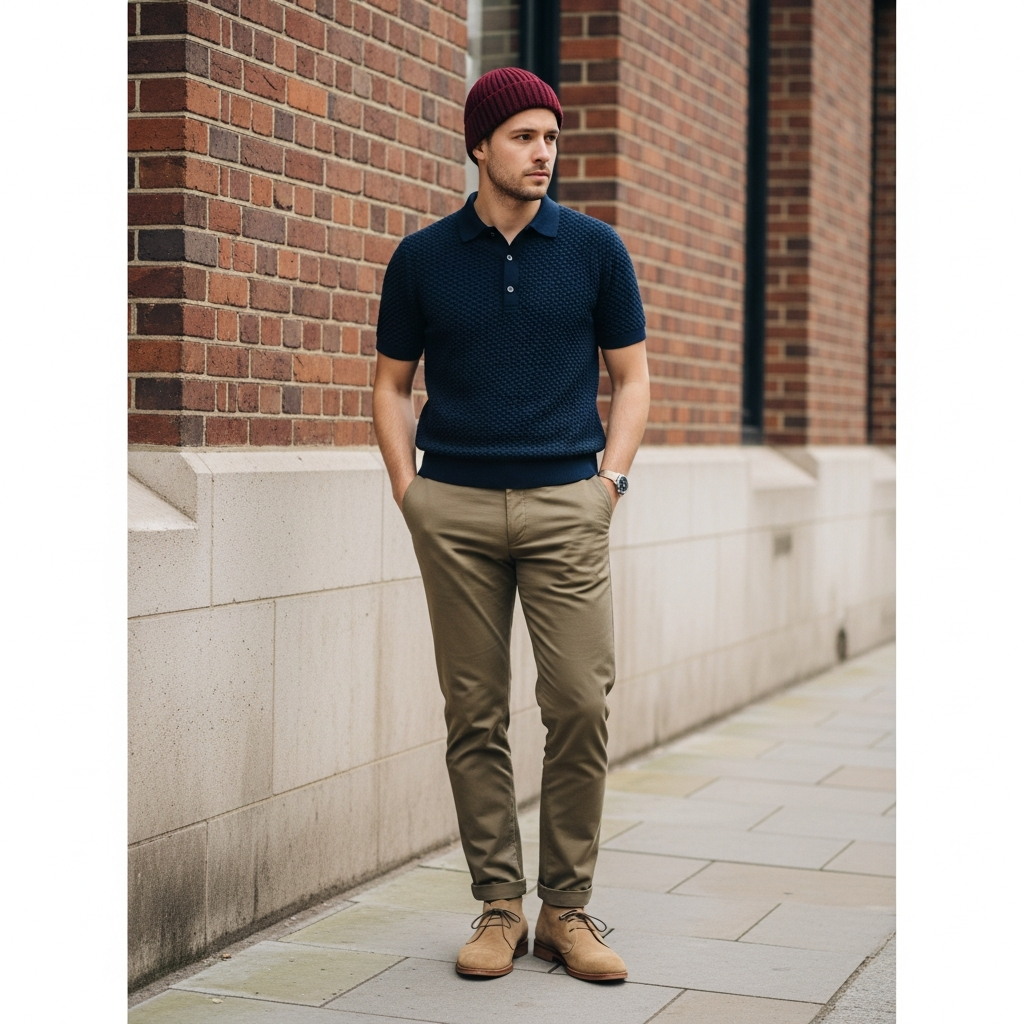 Knit Polo Refinement - 50 Beanie Outfit Ideas for Men