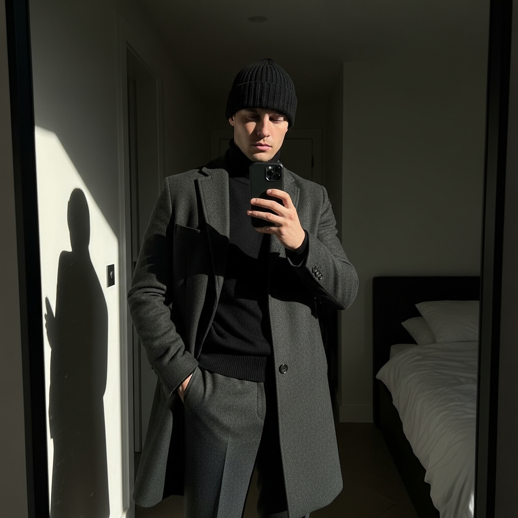 Sleek Overcoat Look - 50 Beanie Outfit Ideas for Men