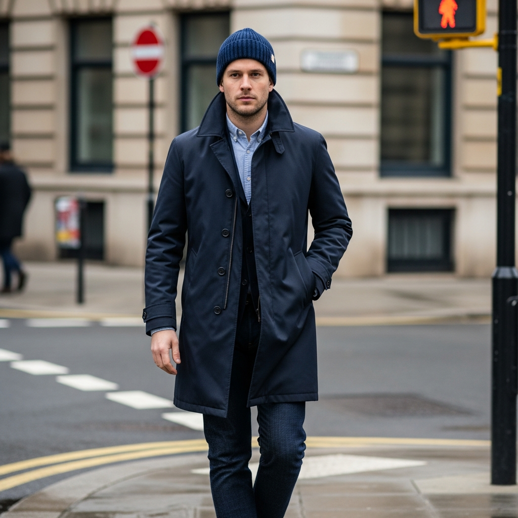 City Mac Coat - 50 Beanie Outfit Ideas for Men