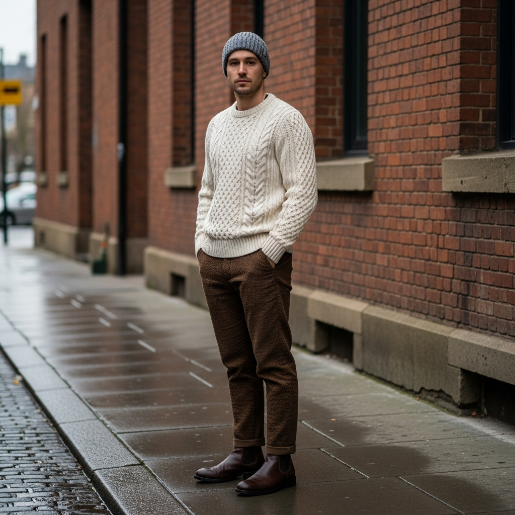 Textured Chelsea Boots - 50 Beanie Outfit Ideas for Men