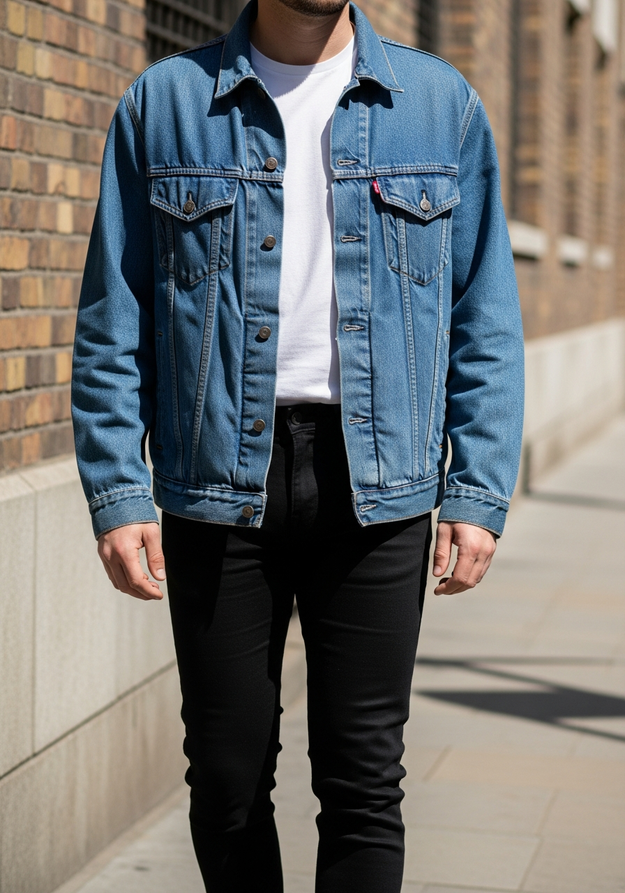 Classic Denim and Black - 50 Denim Jacket Outfit Ideas for Men
