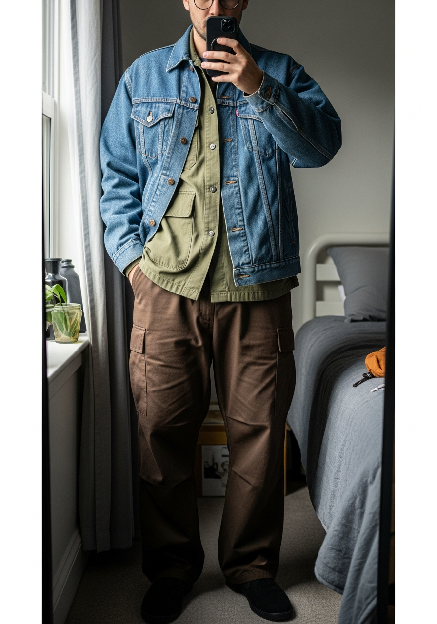 Utility Layers Look - 50 Denim Jacket Outfit Ideas for Men