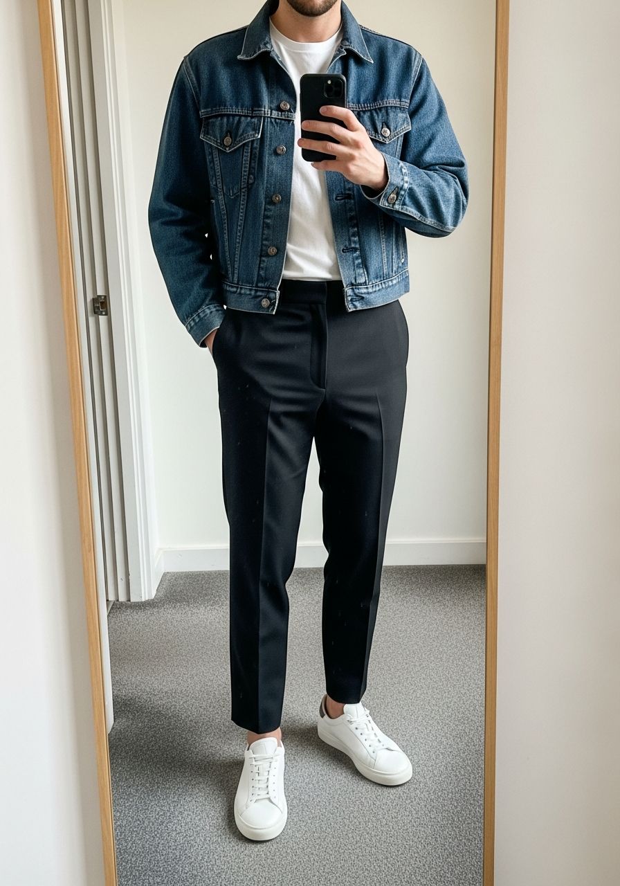 Cropped Jacket Style - 50 Denim Jacket Outfit Ideas for Men