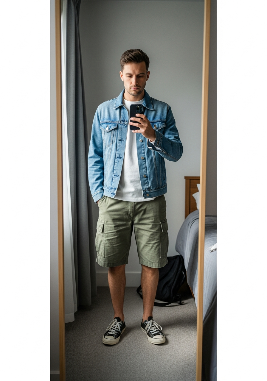 Summer Denim and Shorts - 50 Denim Jacket Outfit Ideas for Men