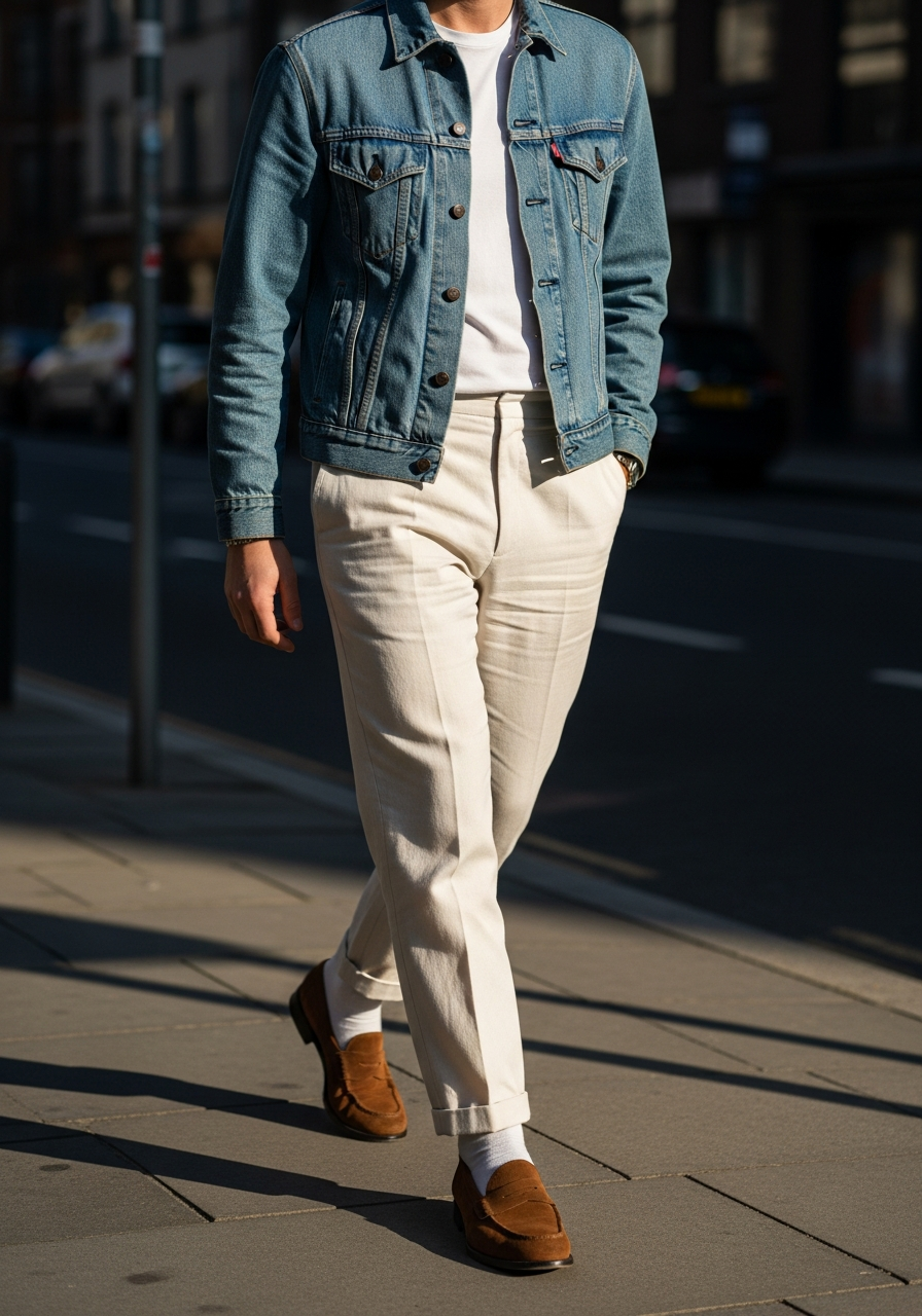 Linen and Loafer Style - 50 Denim Jacket Outfit Ideas for Men