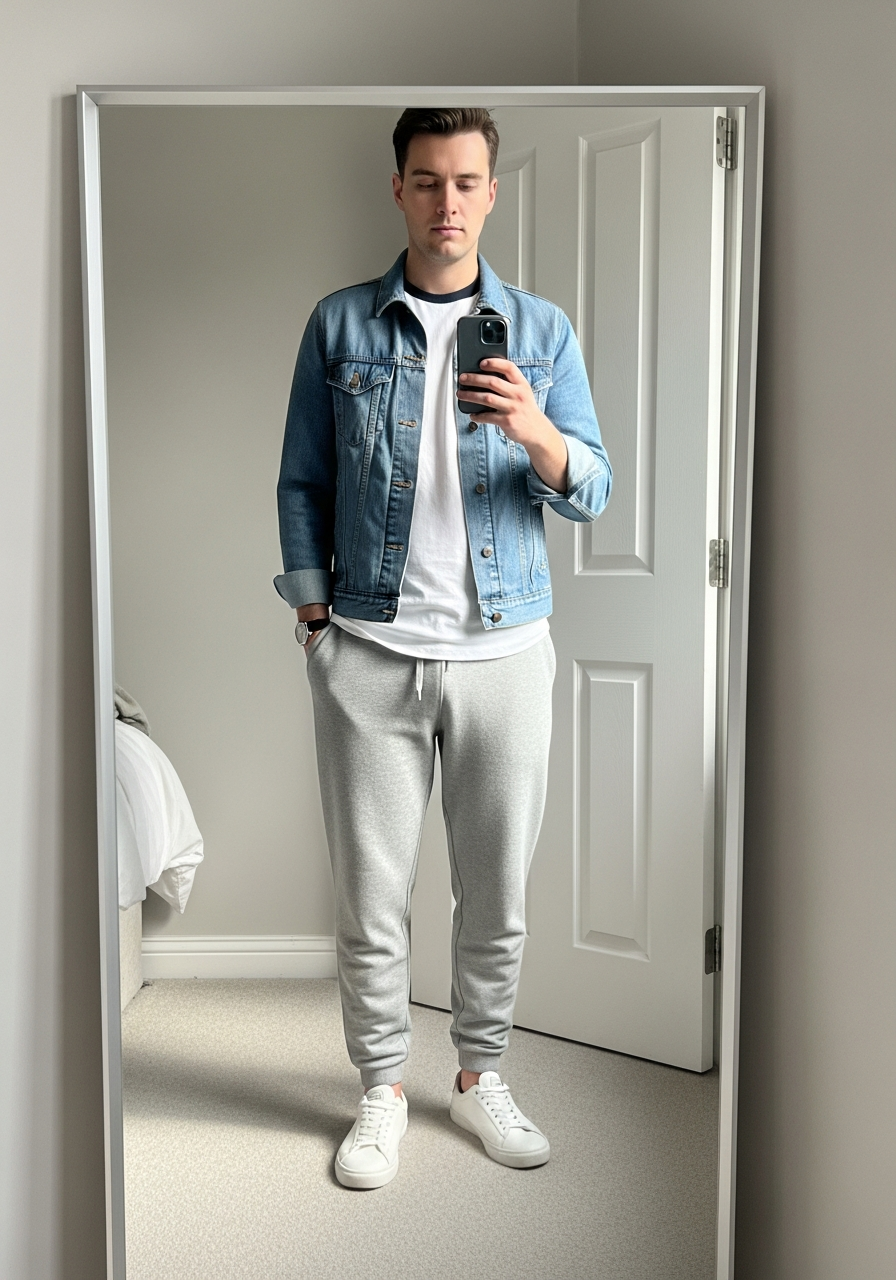 Baseball Tee Comfort - 50 Denim Jacket Outfit Ideas for Men