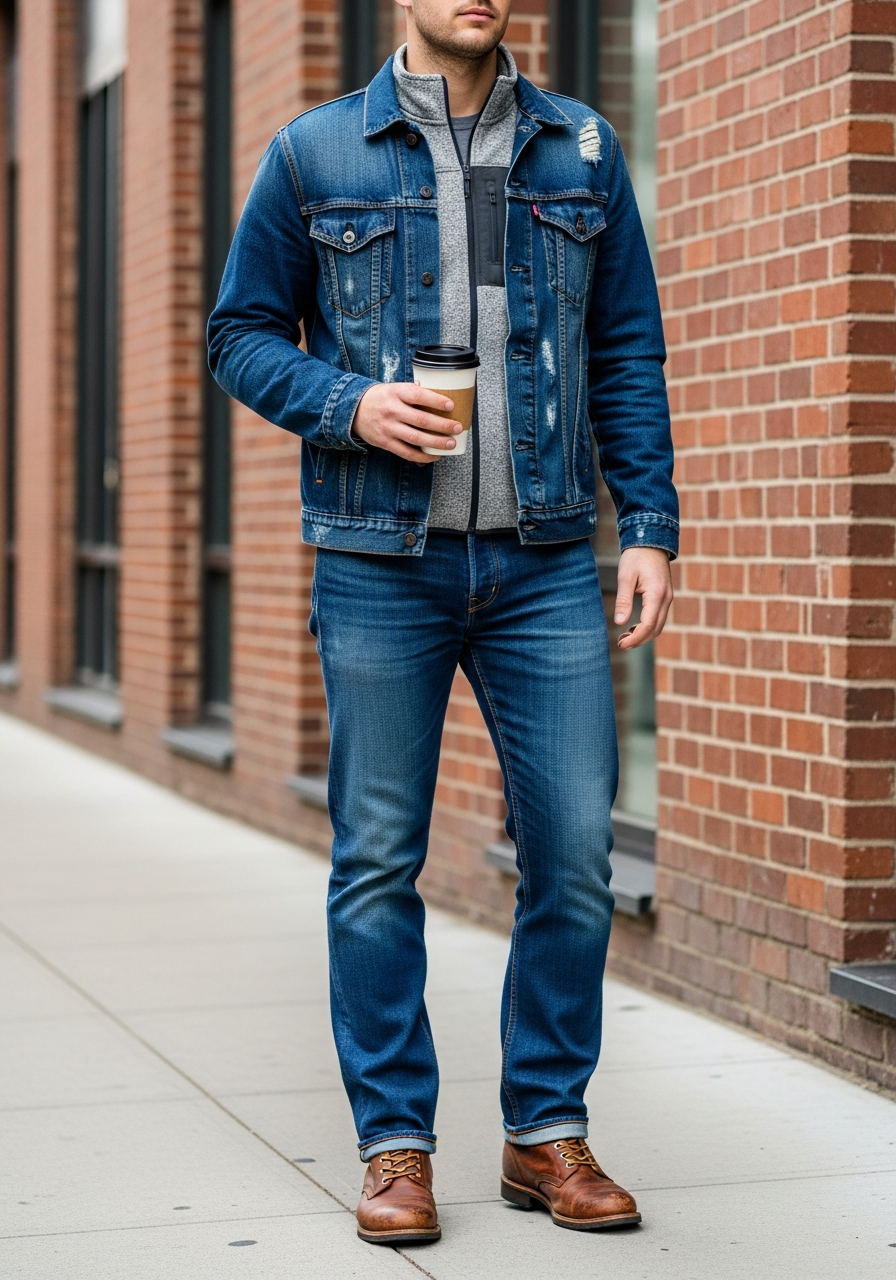 Fleece and Classic Denim - 50 Denim Jacket Outfit Ideas for Men