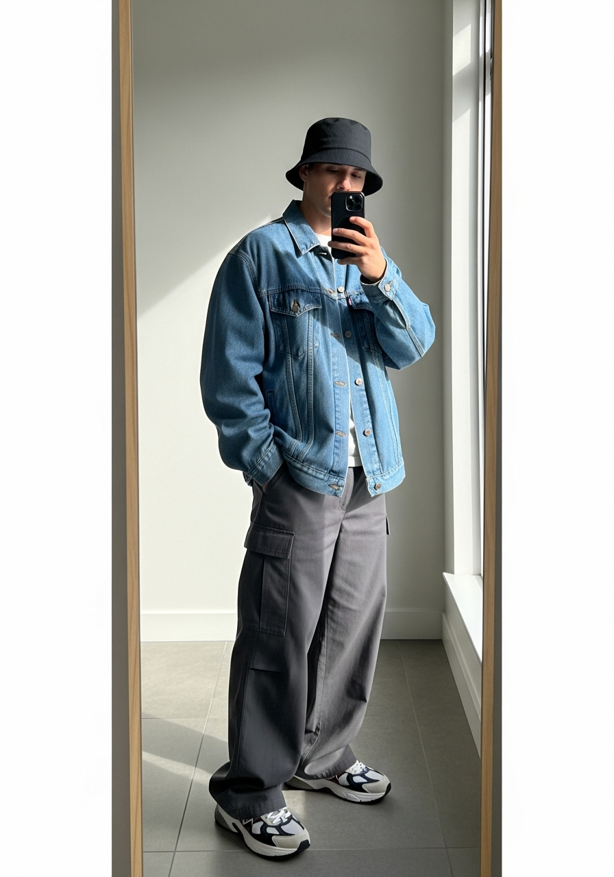 Bucket Hat Trend - 50 Denim Jacket Outfit Ideas for Men