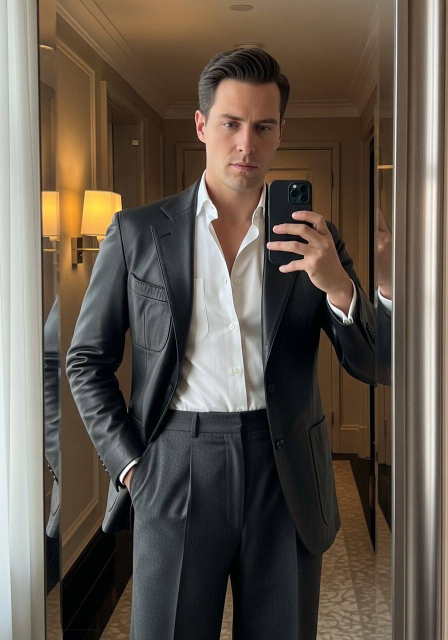 Leather Blazer, White Shirt - 50 Leather Jacket Outfit Ideas for Men