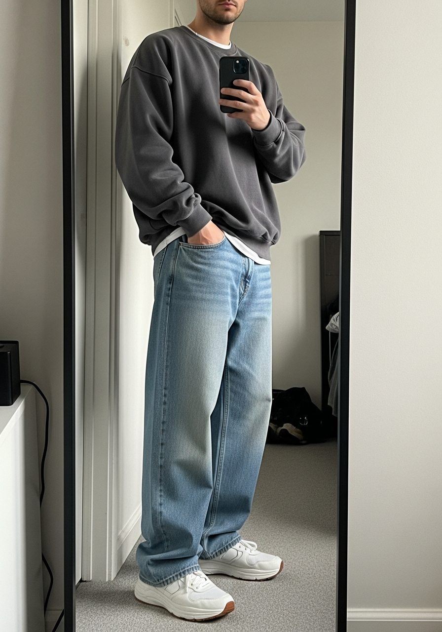 Chunky Streetwear - 50 Light Blue Jeans Outfits for Men: The Ultimate Style Guide