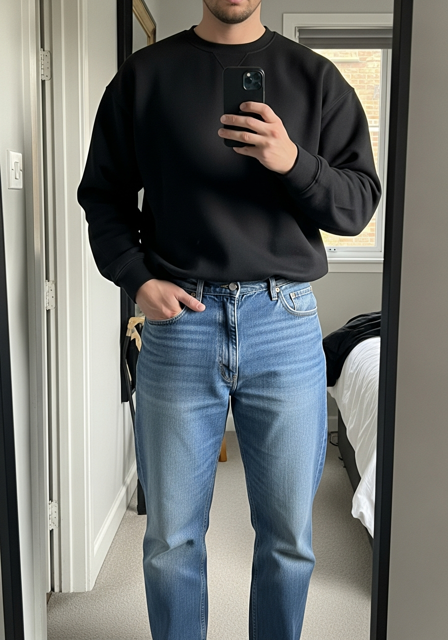 Black and Blue Contrast - 50 Light Blue Jeans Outfits for Men: The Ultimate Style Guide