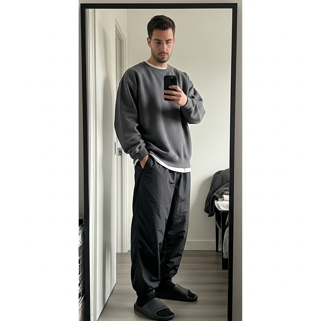 Crewneck, Warm-Up Pants - 50 Oversized Crewneck Outfit Ideas for Men