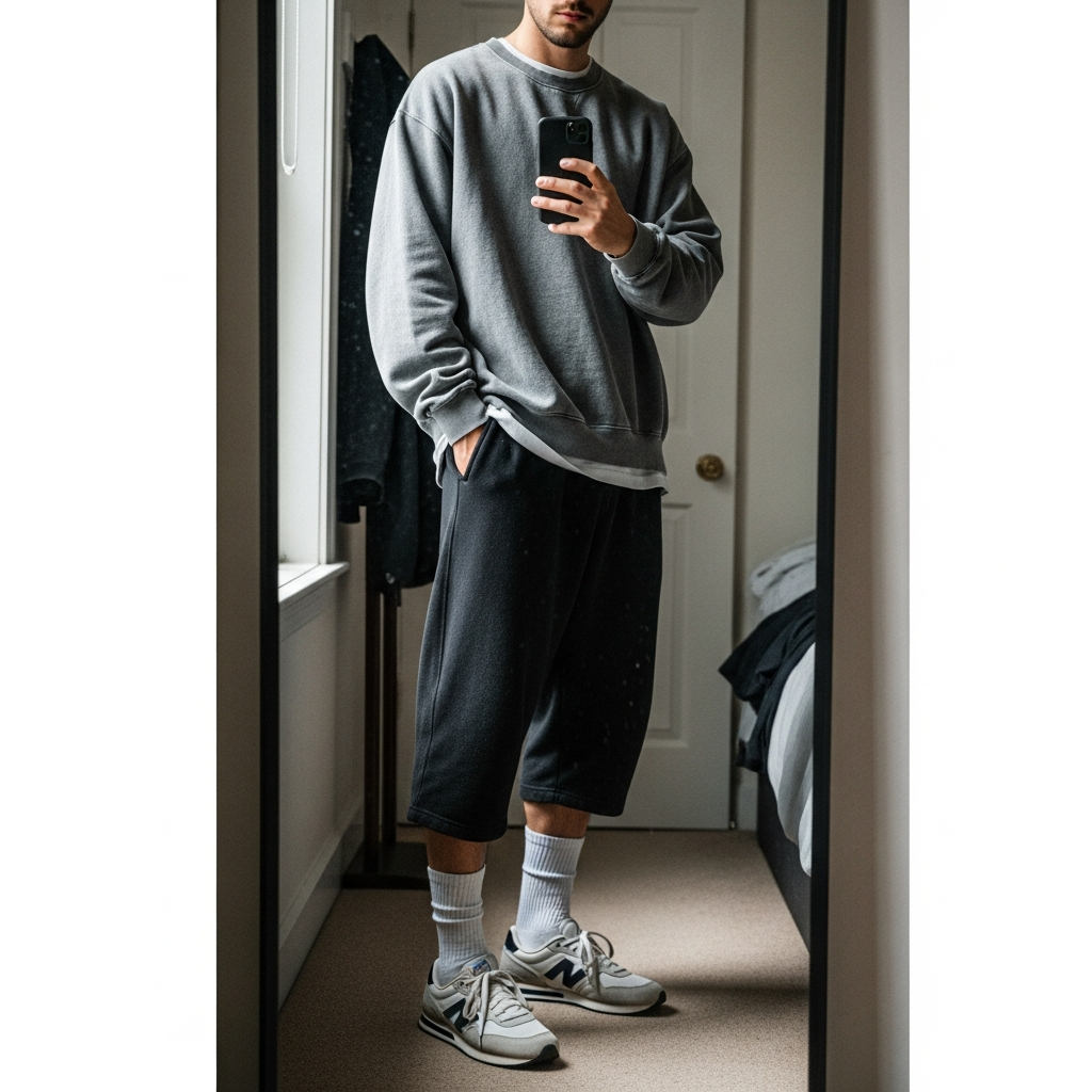 Crewneck, Cropped Sweatpants - 50 Oversized Crewneck Outfit Ideas for Men