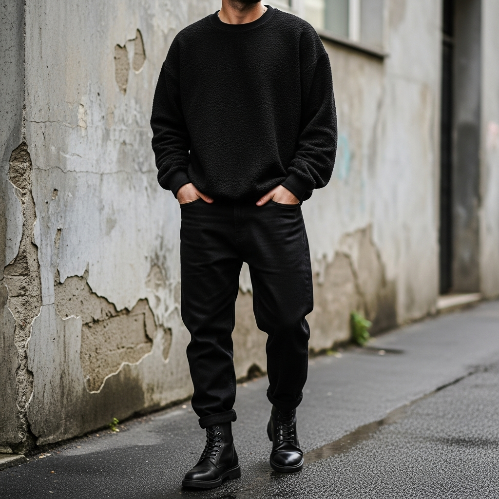 All Black Outfit - 50 Oversized Crewneck Outfit Ideas for Men