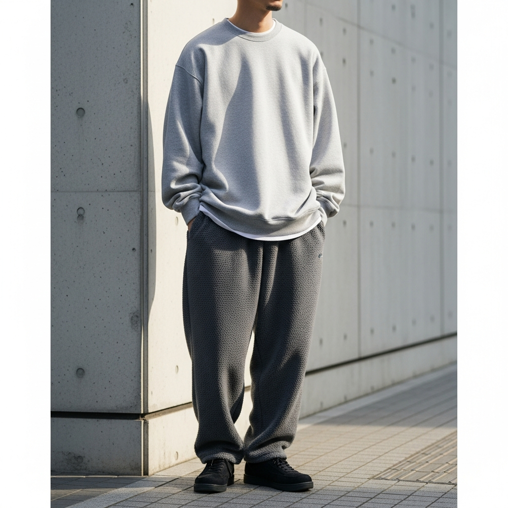 Grey Crewneck, Grey Joggers - 50 Oversized Crewneck Outfit Ideas for Men