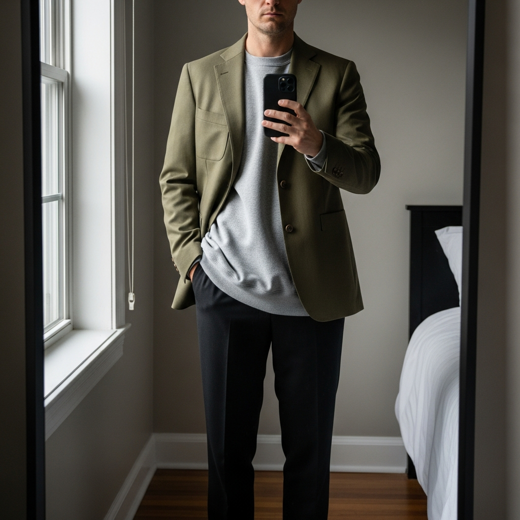 Crewneck Under Tailored Blazer - 50 Oversized Crewneck Outfit Ideas for Men