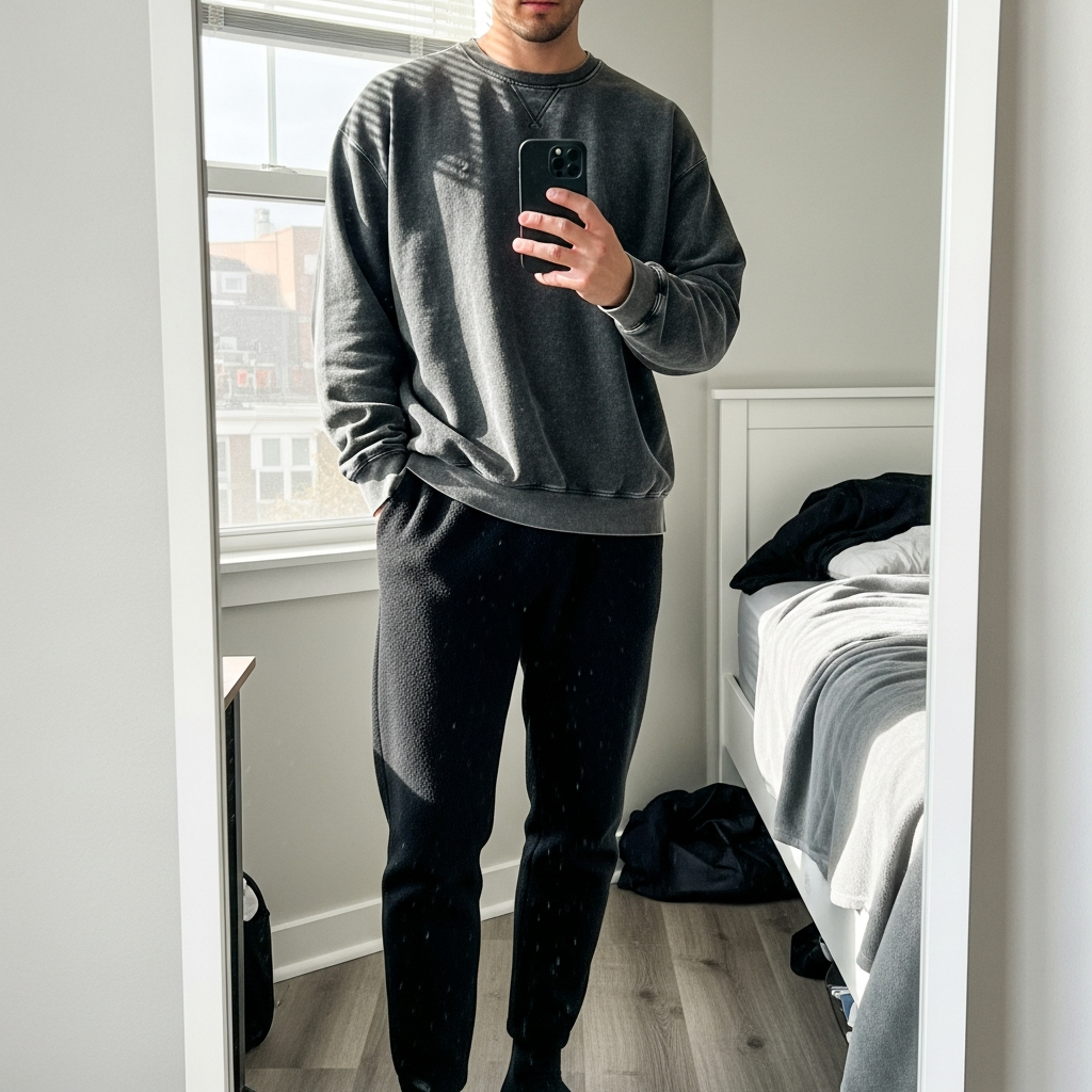 Acid Wash Crewneck, Joggers - 50 Oversized Crewneck Outfit Ideas for Men