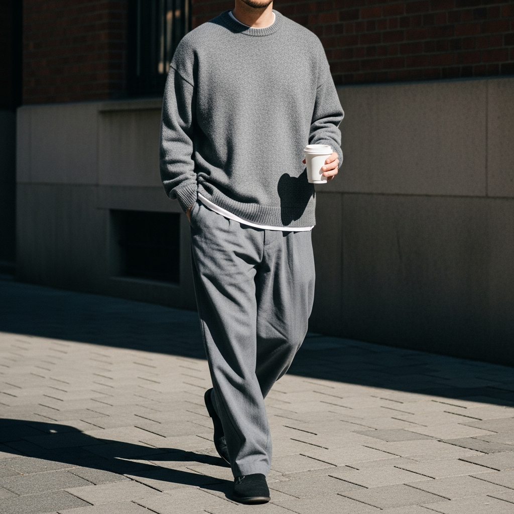 Crewneck, Linen Blend Pants - 50 Oversized Crewneck Outfit Ideas for Men