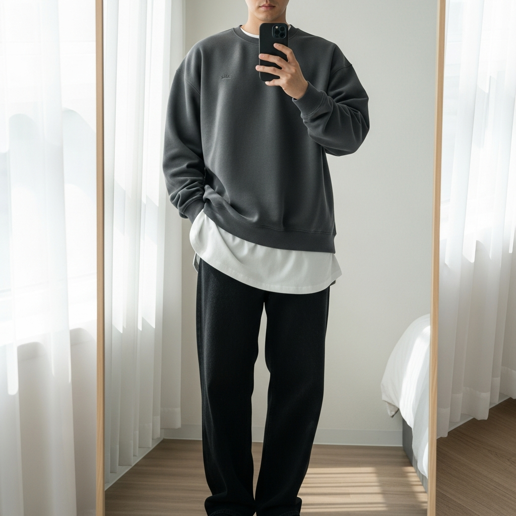 Layered Over Longline Tee - 50 Oversized Crewneck Outfit Ideas for Men