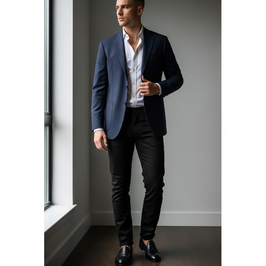 Blazer and Oxford - 50 Black Jeans Outfit Ideas For Men