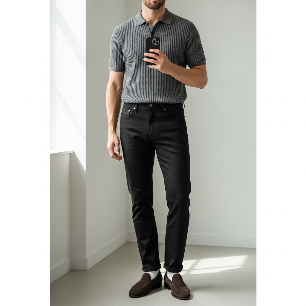 Polo and Loafers - 50 Black Jeans Outfit Ideas For Men