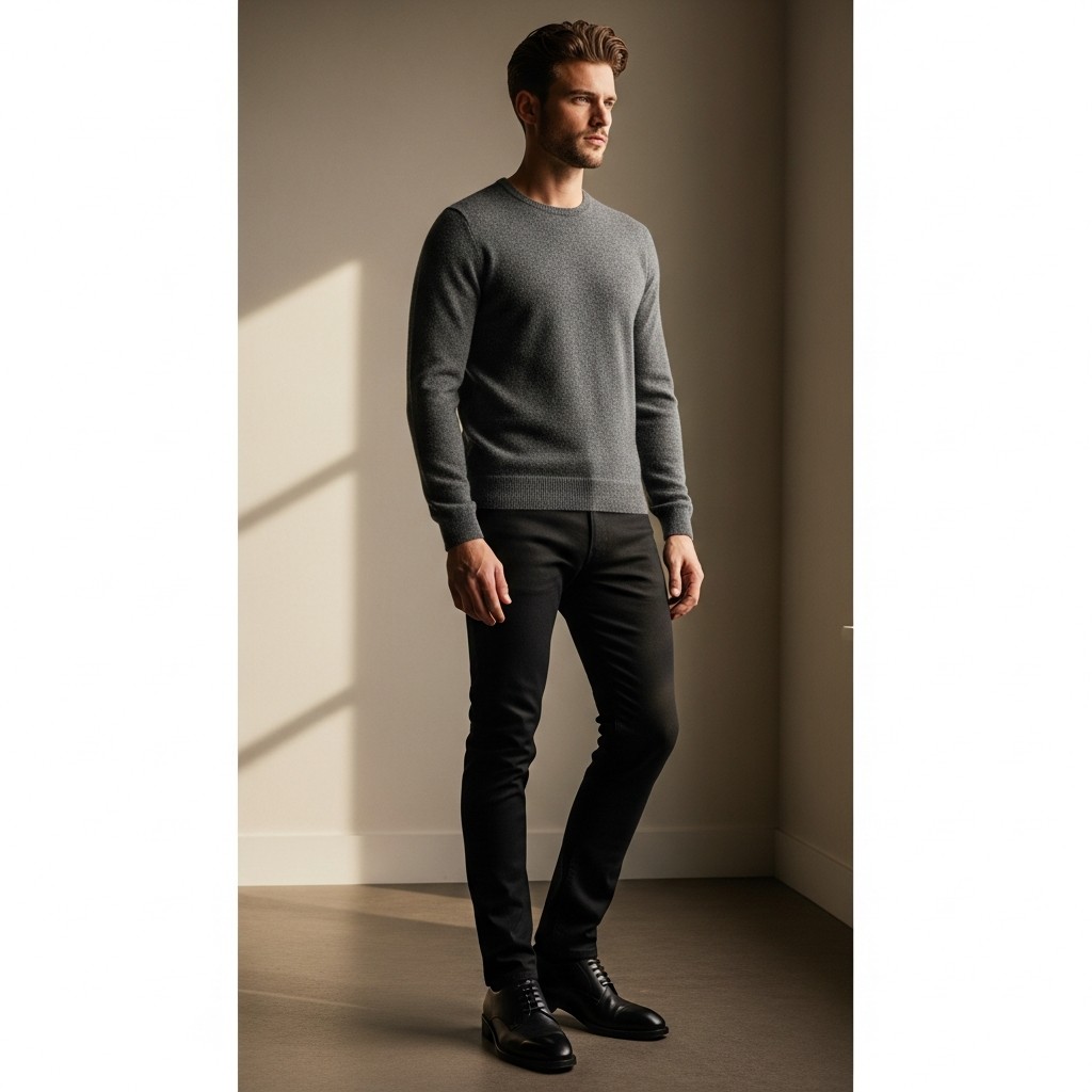 Wool Sweater, Derby - 50 Black Jeans Outfit Ideas For Men