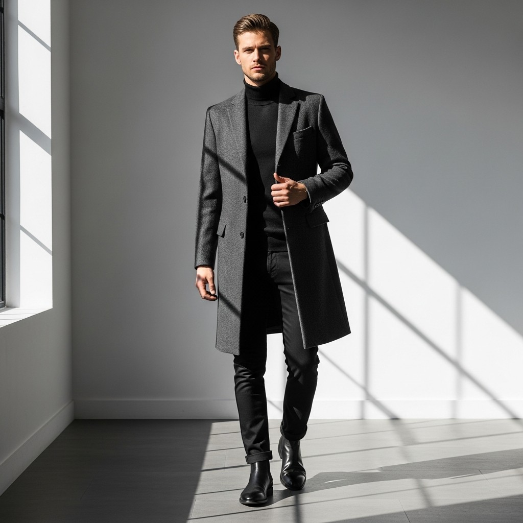 Wool Coat, Timeless - 50 Black Jeans Outfit Ideas For Men