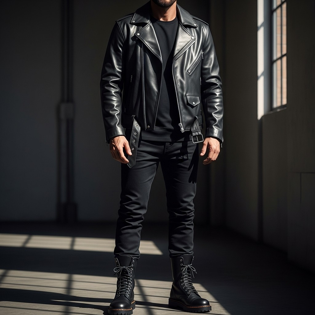 Biker Jacket Classic - 50 Black Jeans Outfit Ideas For Men