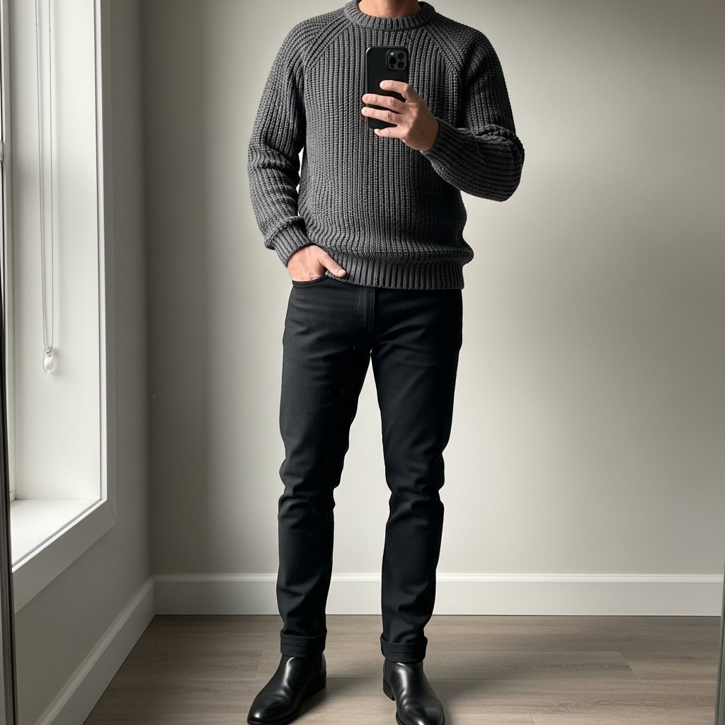 Charcoal Soft Contrast - 50 Black Jeans Outfit Ideas For Men