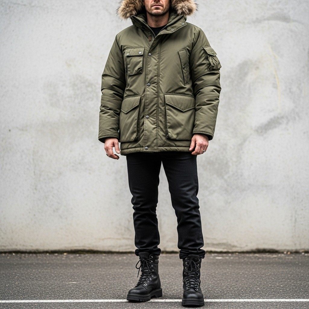 Parka, Winter Ready - 50 Black Jeans Outfit Ideas For Men