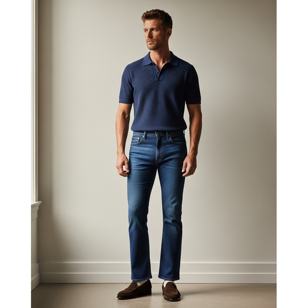 Knit Polo + Loafers - 50 Bootcut Jeans Outfit Ideas For Men