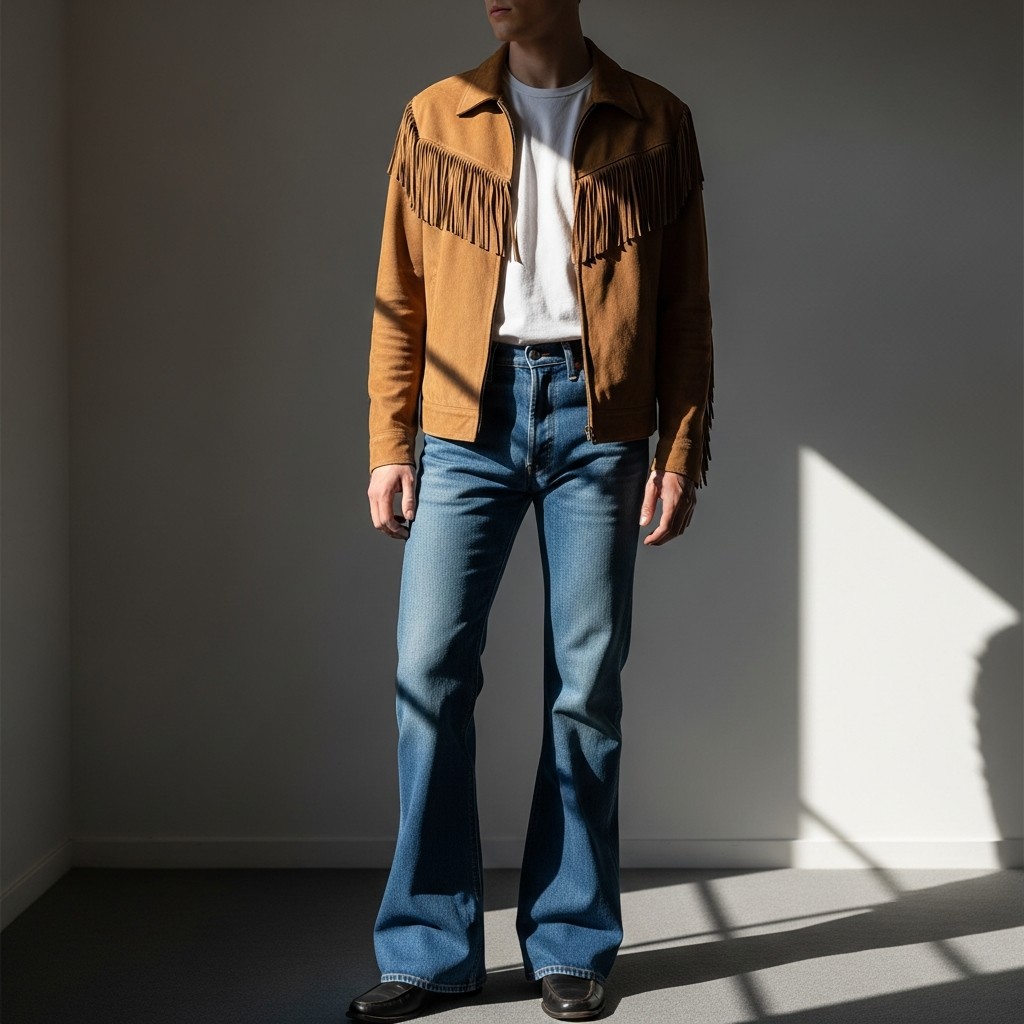 Fringe Jacket Retro - 50 Bootcut Jeans Outfit Ideas For Men