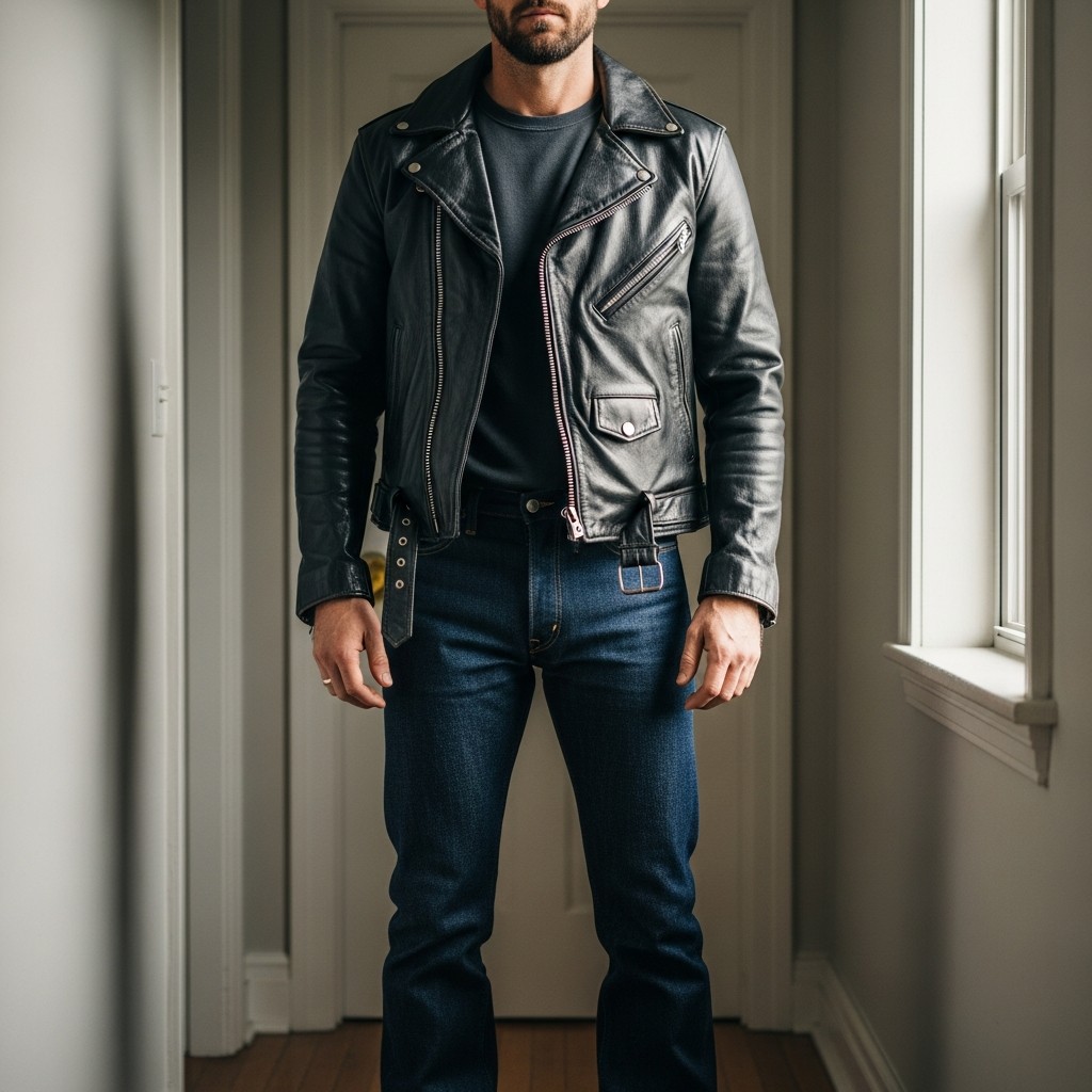 Leather Biker Edge - 50 Bootcut Jeans Outfit Ideas For Men