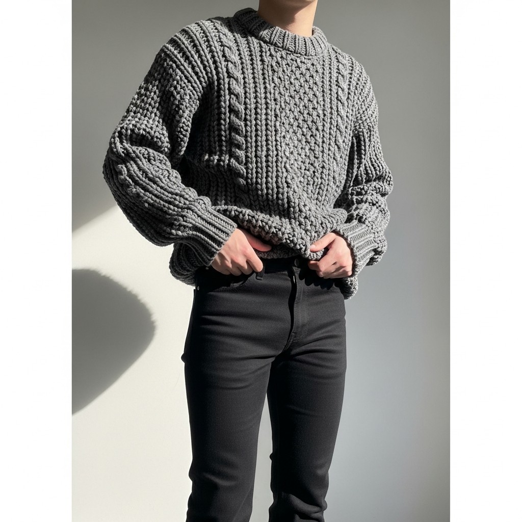 Grey Knit Contrast - 50 Bootcut Jeans Outfit Ideas For Men