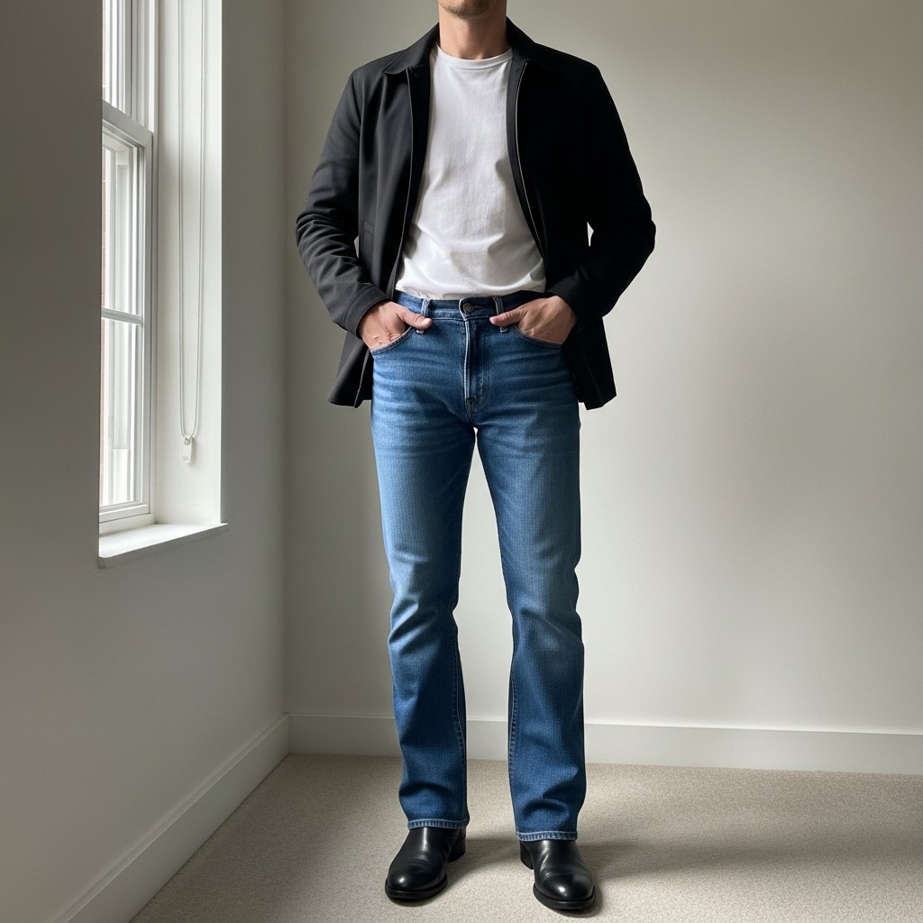 Minimal White + Black - 50 Bootcut Jeans Outfit Ideas For Men