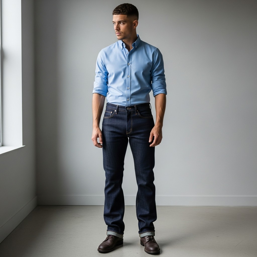 Clean Button-Up Casual - 50 Bootcut Jeans Outfit Ideas For Men