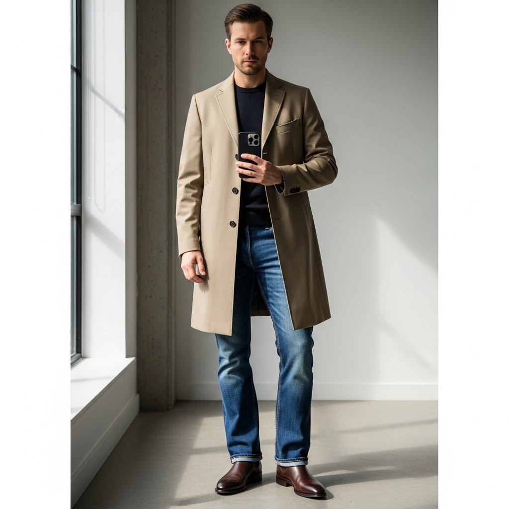 Trench Coat Modern - 50 Bootcut Jeans Outfit Ideas For Men
