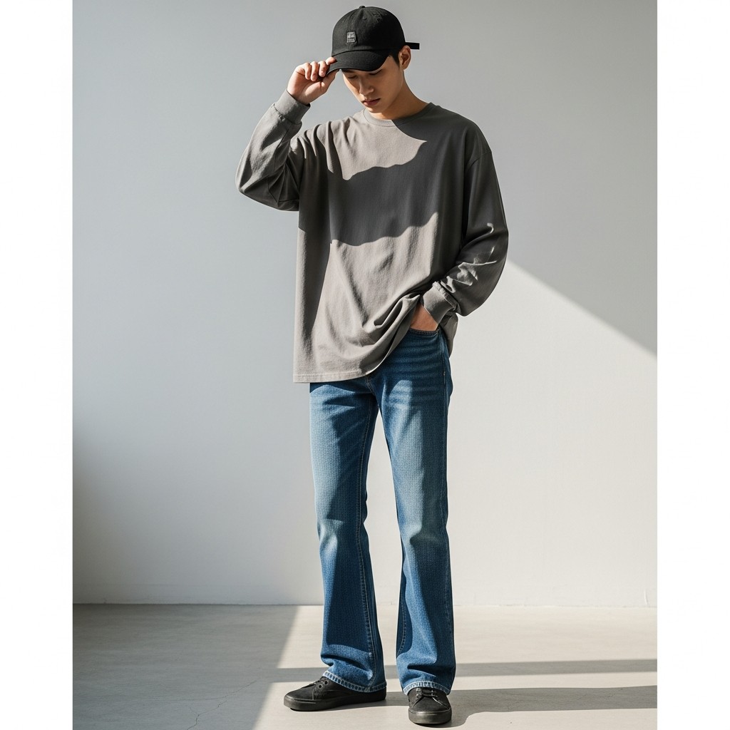 Long-Sleeve Street Look - 50 Bootcut Jeans Outfit Ideas For Men