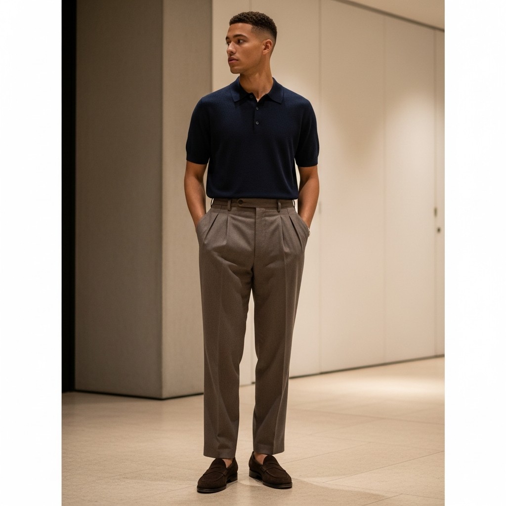 Knit Polo and Pleated Trousers - 50 Penny Loafer Outfits For Men